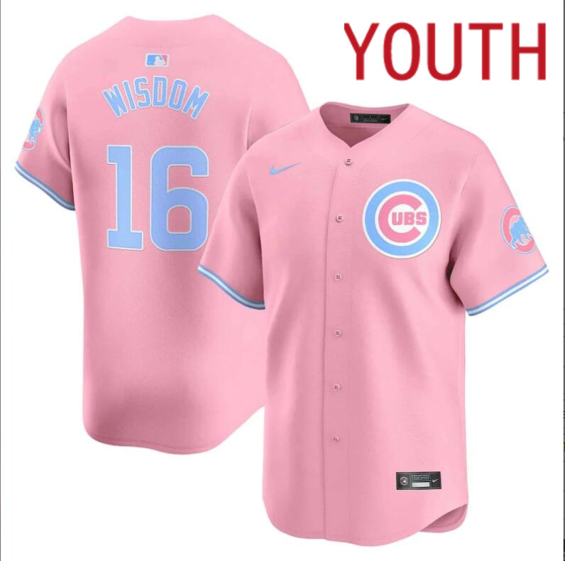 Youth  Chicago Cubs #16 Wisdom pink 2024 Nike MLB jersey->indianapolis colts->NFL Jersey